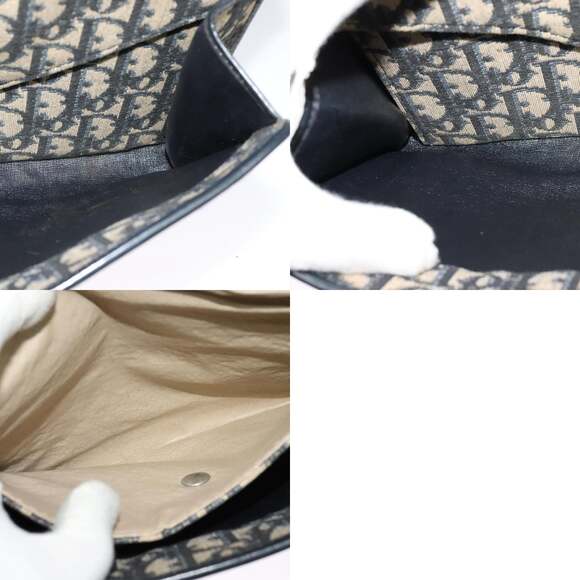 DIOR Trotter Canvas Chain Shoulder Bag Navy Gold - Picture 12 of 12